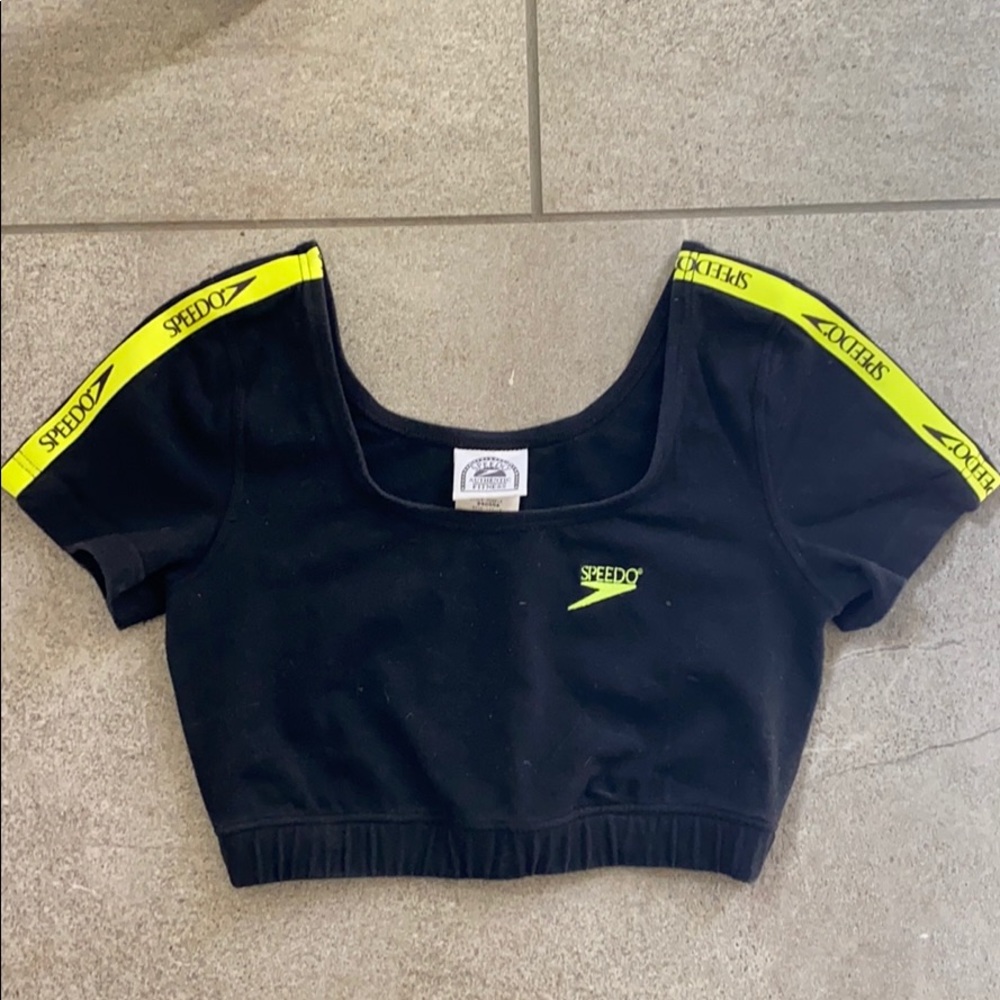 90s Vintage Neon Speedo Cropped T Bathing Suit Top